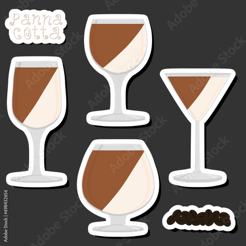 Illustration on theme fresh fruit tasty jelly panna cotta of various ingredients