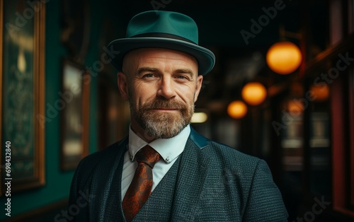 Retro Style Adult Man Wears Vintage Clothing for Nostalgic Occasion