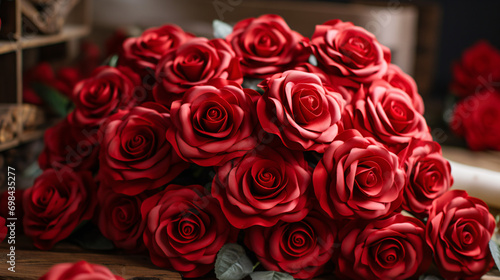 Red artificial roses