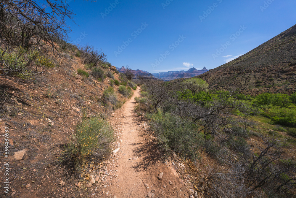 hiking the tonto trail in the grand canyon national park, arizona, usa