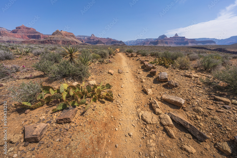 hiking the tonto trail in the grand canyon national park, arizona, usa