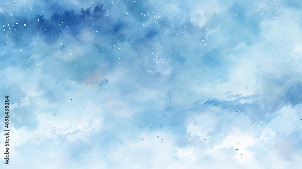 Elegant Winter Blue Watercolor Background: Artistic Abstract Sky Pattern for Modern Decorative Illustration - Seasonal Frosty Painting for Stylish Contemporary Backdrops.