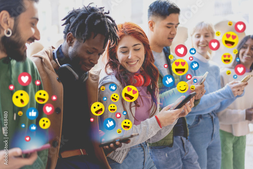 Youth Engaging with Emojis on Social Media photo