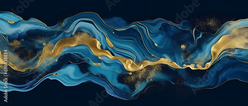 Wallpaper Mural Blue Marble and gold abstract background vector. Marbling wallpaper design with natural luxury style swirls of marble and gold powder. Torontodigital.ca