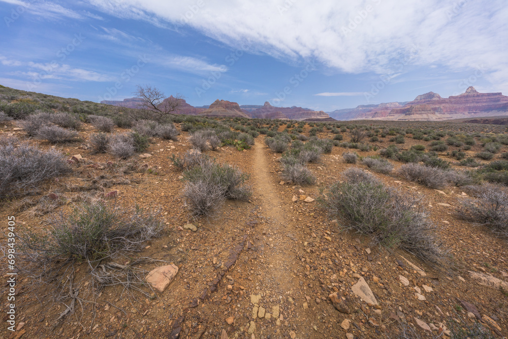 hiking the tonto trail in the grand canyon national park, arizona, usa