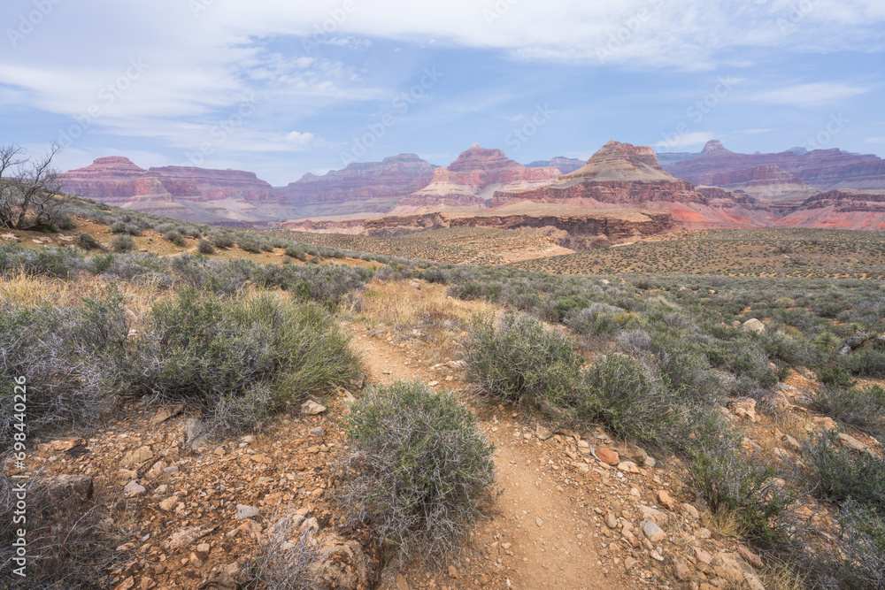 hiking the tonto trail in the grand canyon national park, arizona, usa