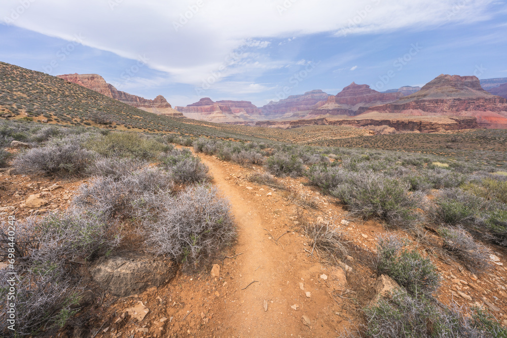 hiking the tonto trail in the grand canyon national park, arizona, usa