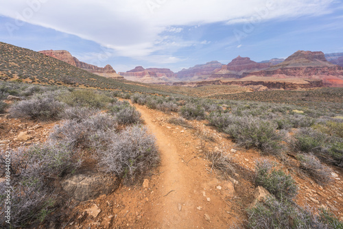 Obraz na płótnie hiking the tonto trail in the grand canyon national park, arizona, usa w salonie