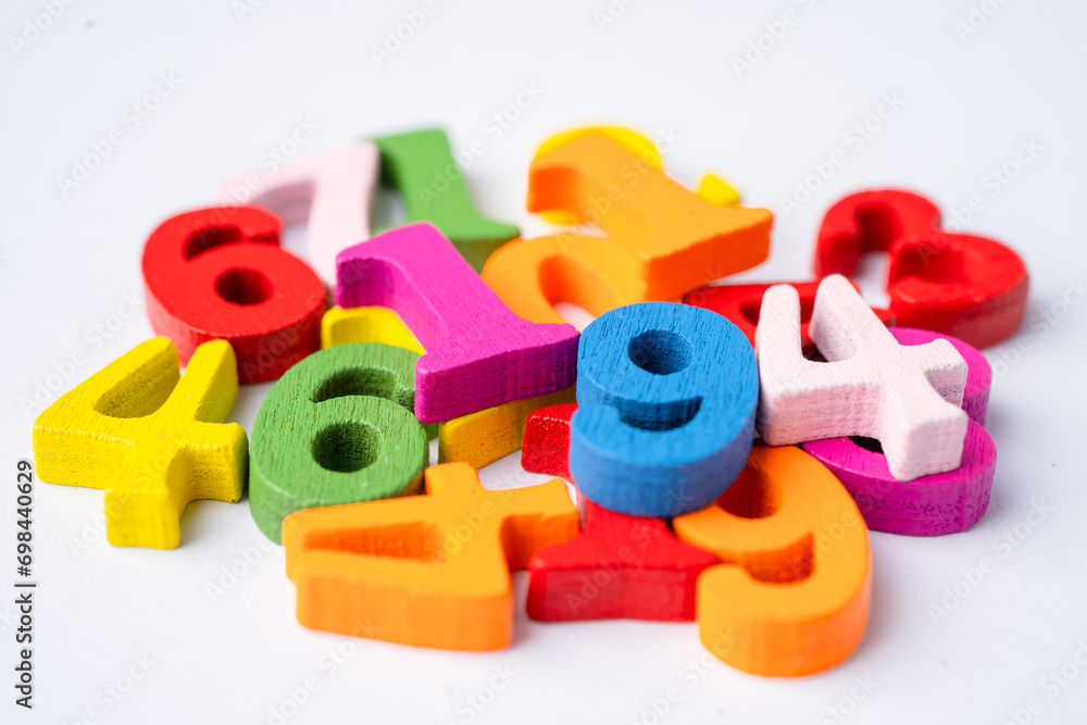 Math number colorful on white background, education study mathematics learning teach concept. Math number colorful on white background, education study mathematics learning teach concept.