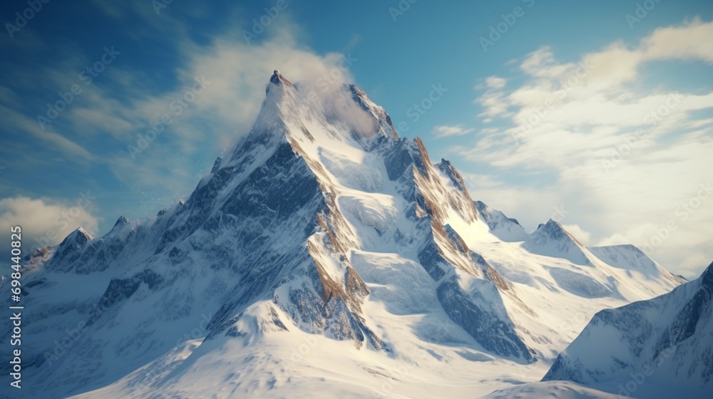 Majestic Mountain Peak: A breathtaking view of Pic du Midi Ossau,  - obrazy, fototapety, plakaty 