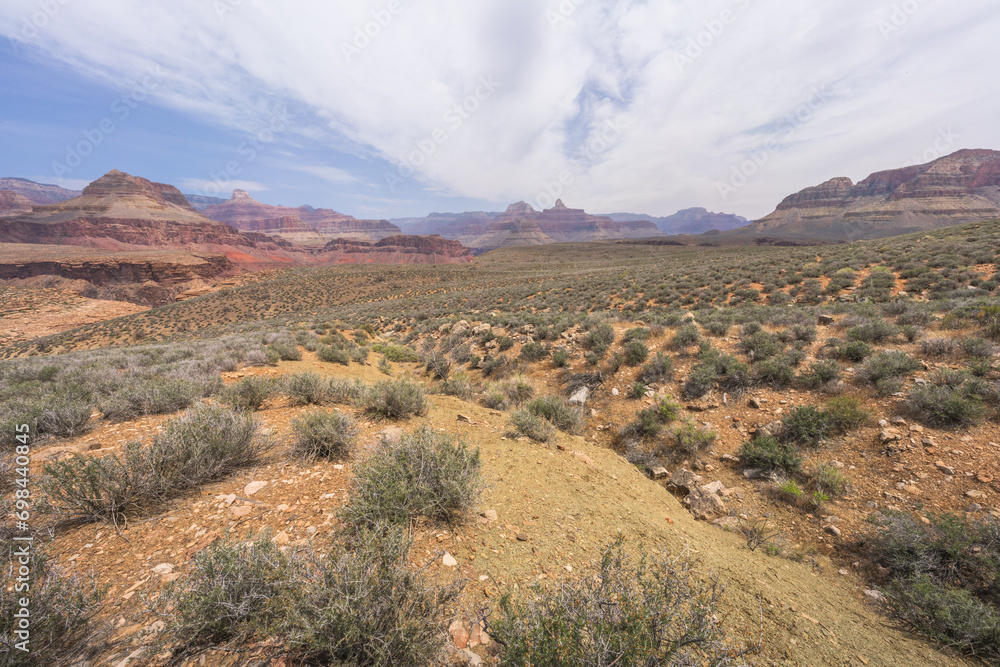 hiking the tonto trail in the grand canyon national park, arizona, usa