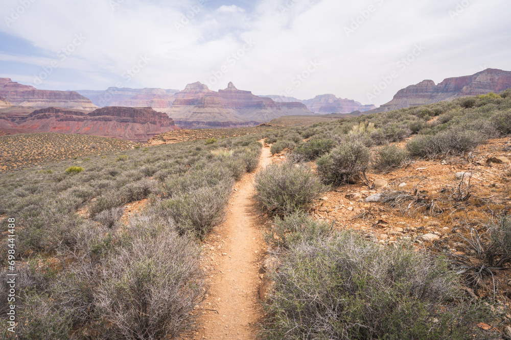 hiking the tonto trail in the grand canyon national park, arizona, usa