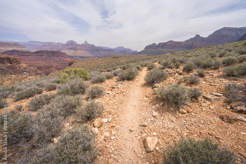 hiking the tonto trail in the grand canyon national park, arizona, usa