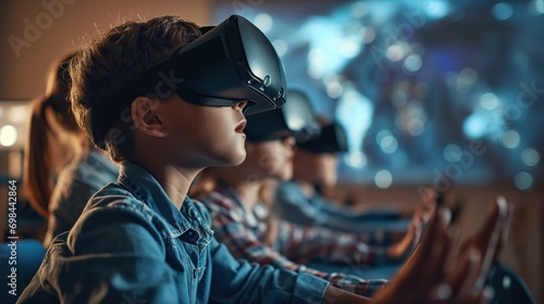 kids using VR technology and advanced tech photo