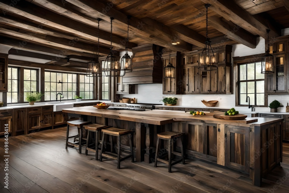 Rustic Farmhouse Kitchen with Distressed Wood Finishes