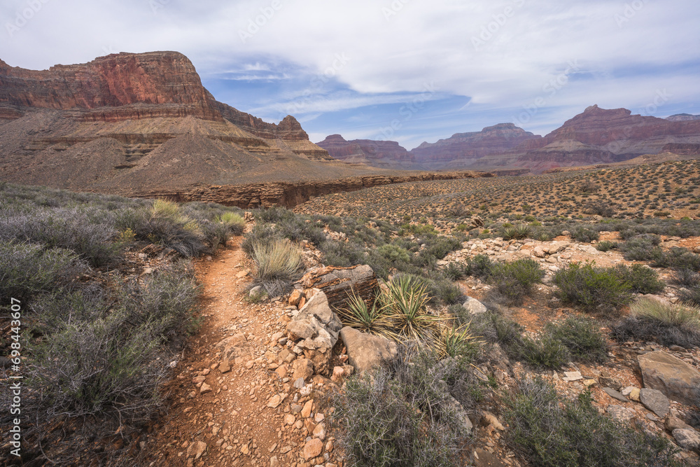 hiking the tonto trail in the grand canyon national park, arizona, usa