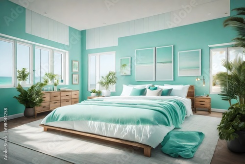Serene Beachy Bedroom with Seafoam Green Accents
