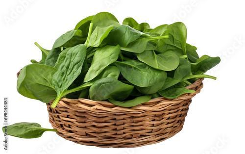 Spinach-filled Basket isolated on transparent Background