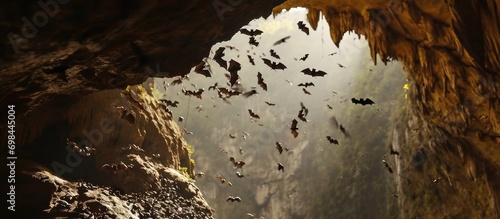 Bats in cave near Pokhara. photo