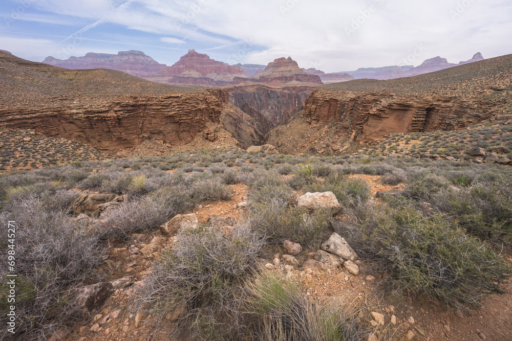 hiking the tonto trail in the grand canyon national park, arizona, usa