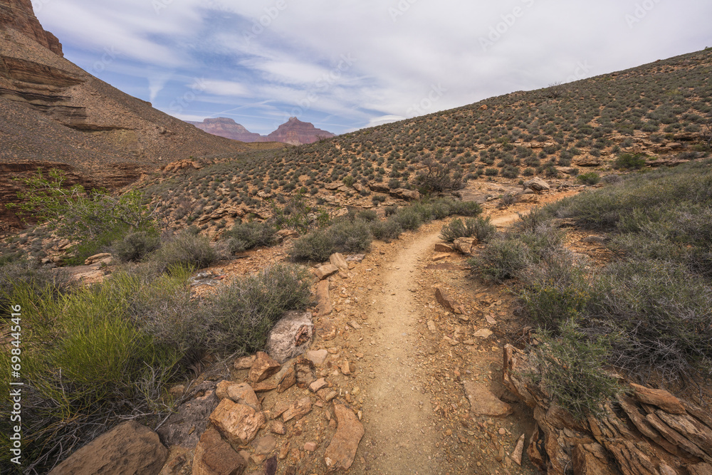 hiking the tonto trail in the grand canyon national park, arizona, usa