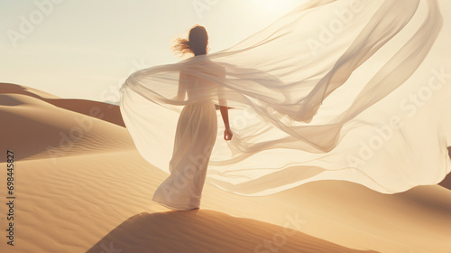 Woman in a long white dress photo