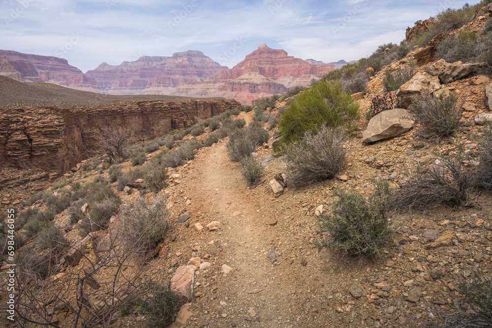 hiking the tonto trail in the grand canyon national park, arizona, usa