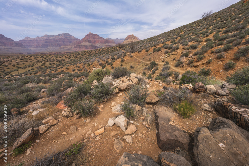 hiking the tonto trail in the grand canyon national park, arizona, usa