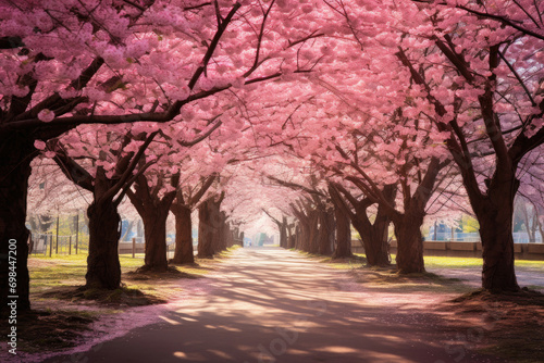 The beauty of cherry blossoms in full bloom in a park © Venka
