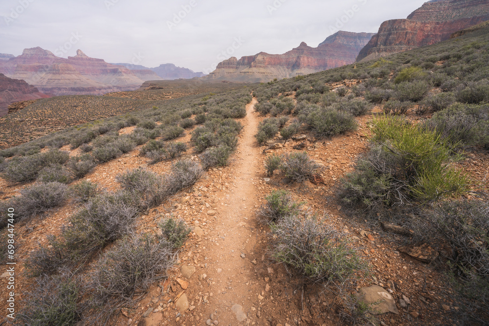 hiking the tonto trail in the grand canyon national park, arizona, usa