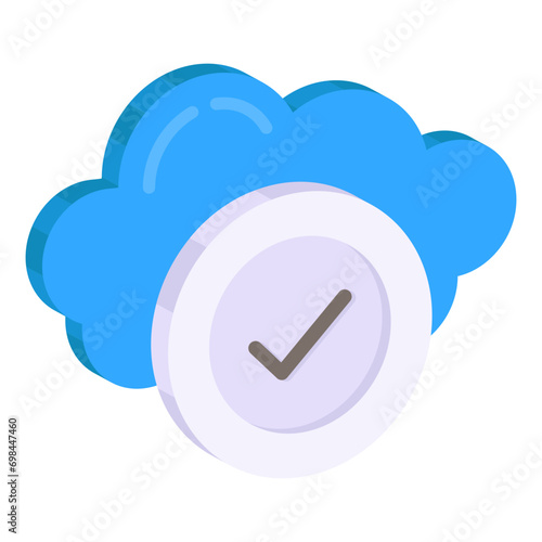 Premium download icon of verified cloud

