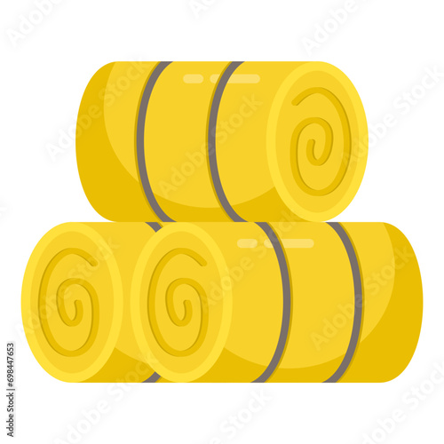 A flat design icon of haystacks

