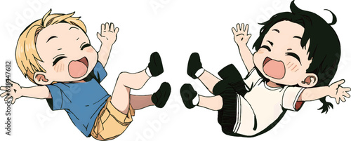 寝転がる子供達