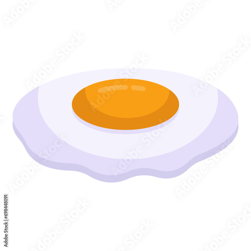 A flat design icon of fried egg

