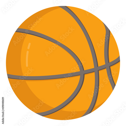        Sports equipment icon, flat design of basketball 

