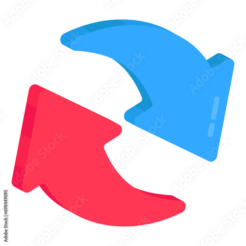 Reversible arrows icon, editable vector

