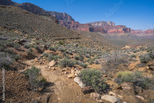 Obraz na płótnie hiking the tonto trail in the grand canyon national park, arizona, usa w salonie