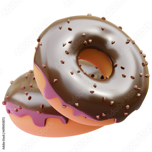 Donnuts With Chocolate Topping 3D Illustration photo