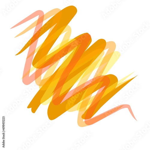 Irregular zig zag scribbles from a yellow-brown paintbrush