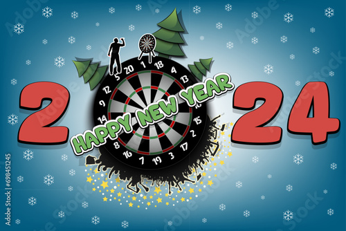 Happy New Year 2024 and dartboard