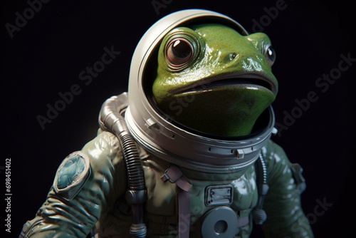 A charming cartoon frog in a space suit. Generative AI