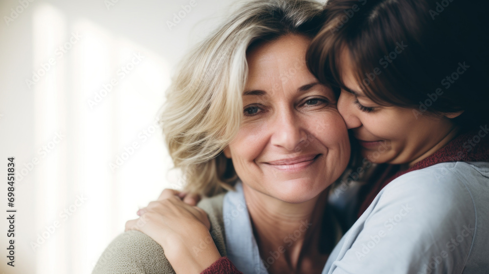 Happy senior woman enjoying in daughter's affection on Mother's day. Happy senior woman enjoying in daughter's affection on Mother's day.