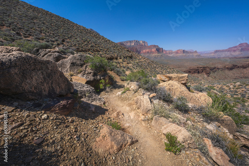hiking the tonto trail in the grand canyon national park, arizona, usa