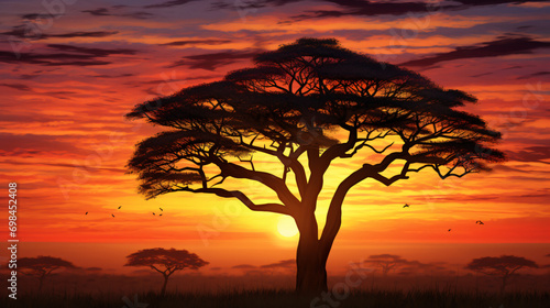 Acacia tree silhouette