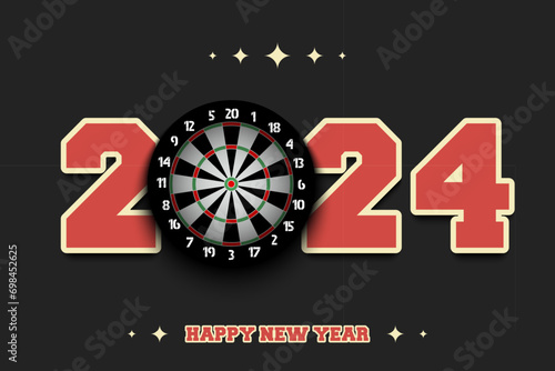Happy New Year 2024 and dartboard