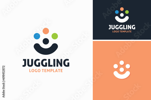 Circular Rotation Dots like Kid Throwing Balls for Juggling Logo Design