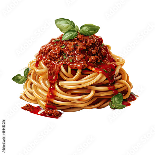 Delicious pasta bolognese on transparent background