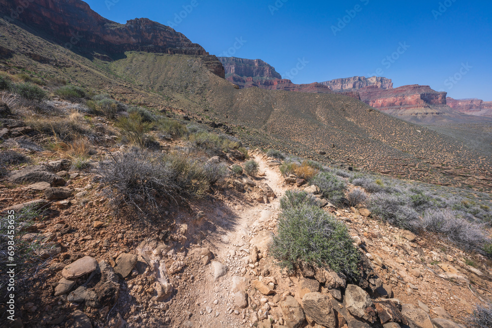 hiking the tonto trail in the grand canyon national park, arizona, usa
