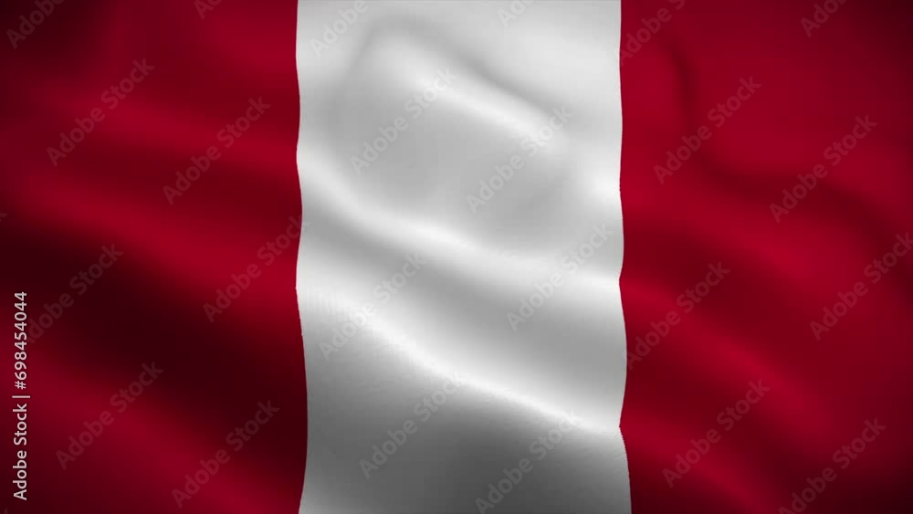 Peru flag waving animation, perfect loop, official colors, 4K video Peru flag waving animation, perfect loop, official colors, 4K video