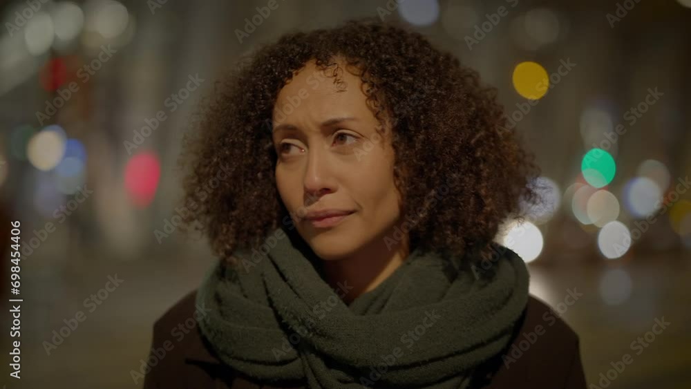 Unhappy Young Female Person with Curly Hair in Pensive Bad Mood Unhappy Young Female Person with Curly Hair in Pensive Bad Mood